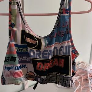 Multi colored matching bra & biker short set